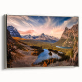 Landscape art painting of British Columbia on framed canvas.
