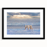 Extra large abstract art print of a colorful, textured Manitoba scenery on a black framed canvas.