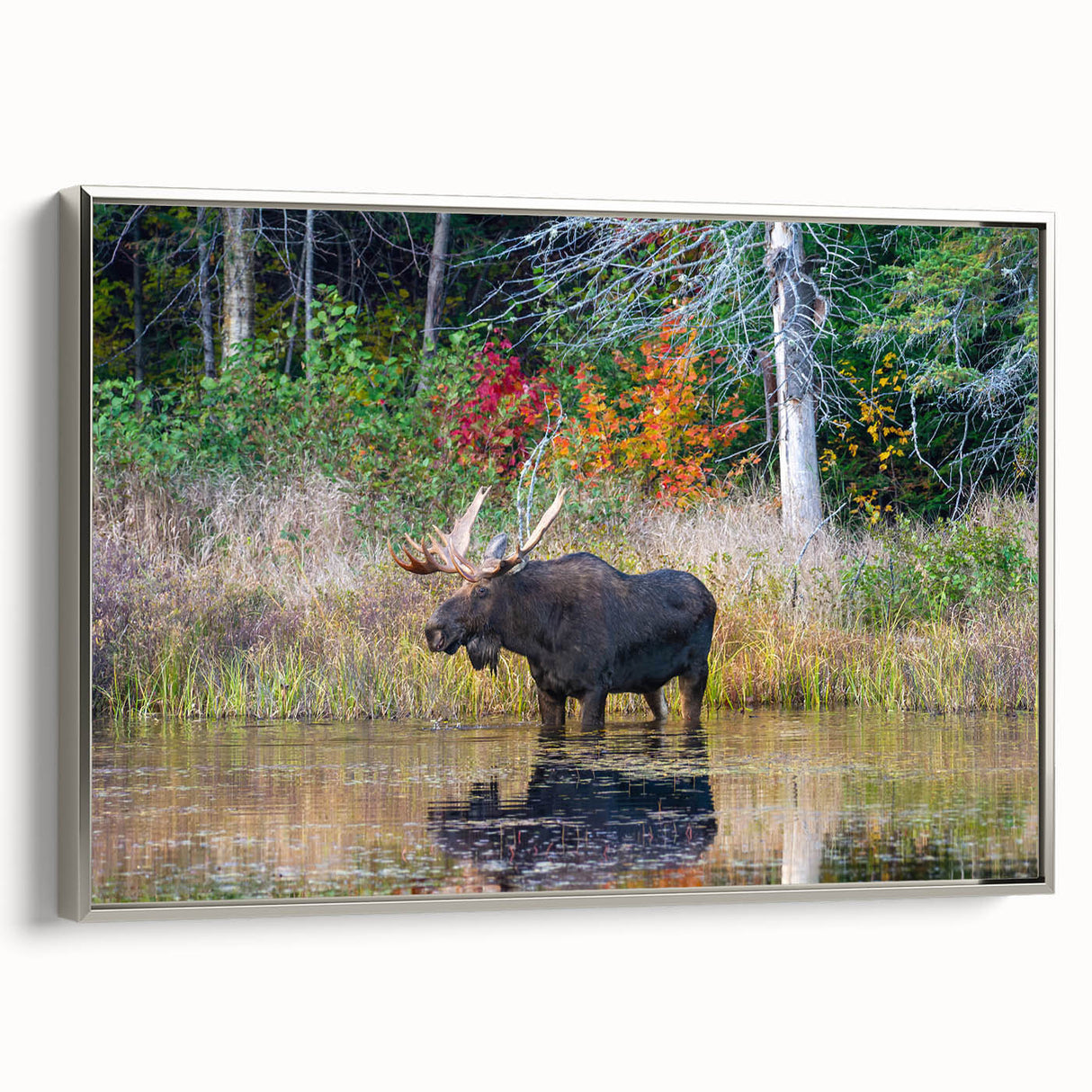 Framed canvas depicting a vintage-style landscape painting of Ontario, Canada, with muted earth tones.
