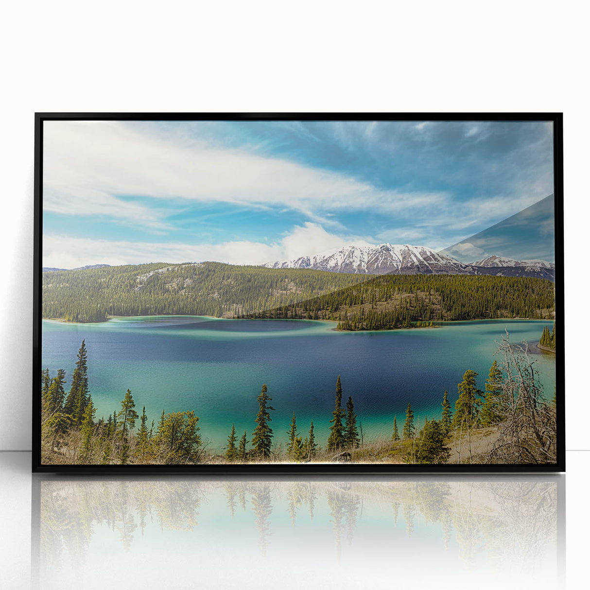 Large abstract wall art depicting the Yukon scenery in muted earth tones on a framed acrylic.