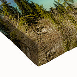 Black and white landscape art of Yukon scenery on large stretched canvas, suitable for bedroom decor.