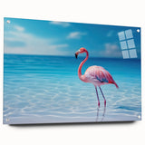 Large abstract wall art depicting the Caribbean Aruba scenery in vibrant blue and green tones on acrylic glass.