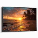 Black and white framed canvas featuring a vintage Caribbean Bahamas landscape, ideal for bedroom wall art.