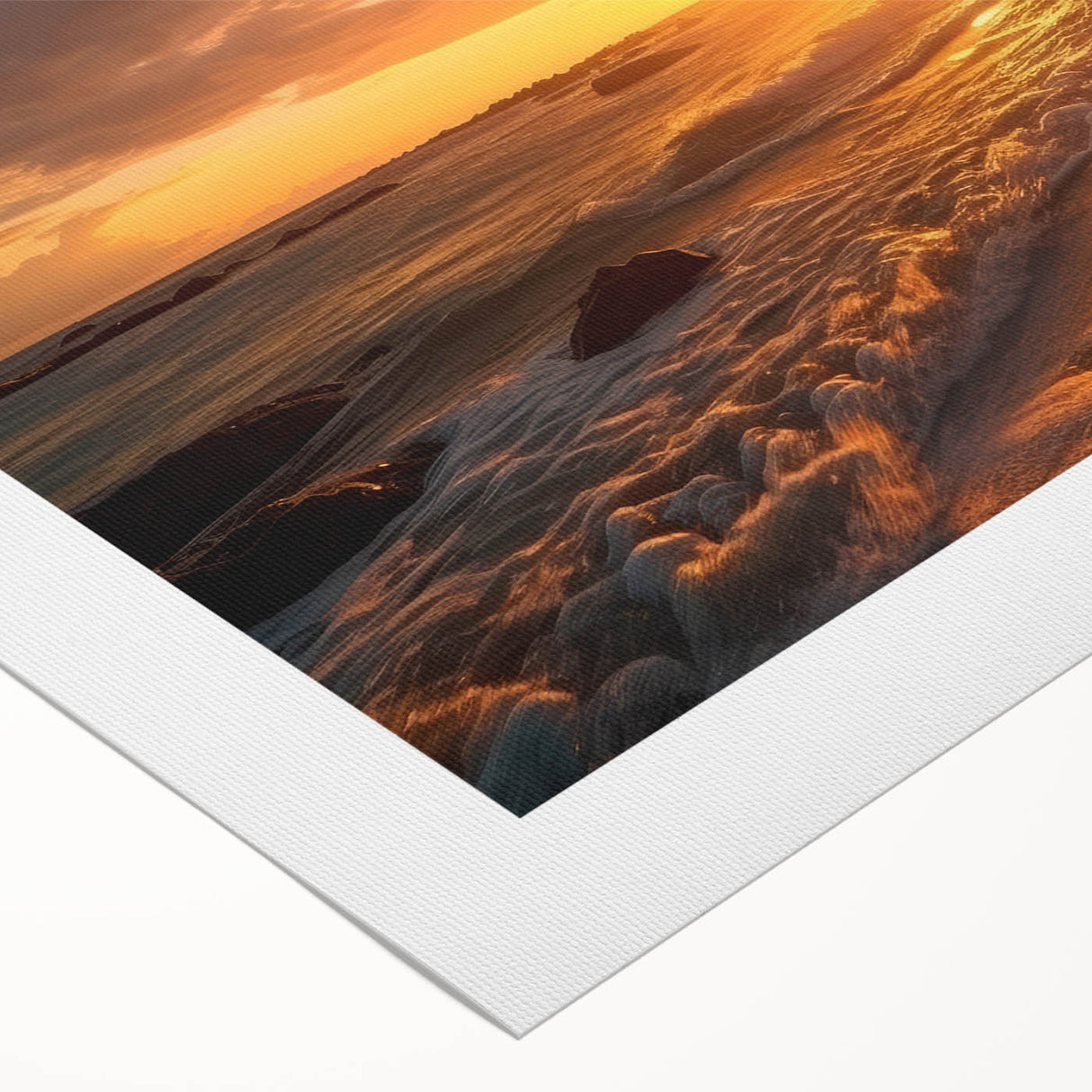 Art deco poster featuring a serene Caribbean beach scene on a rolled canvas, suitable for dining room or bathroom wall art.