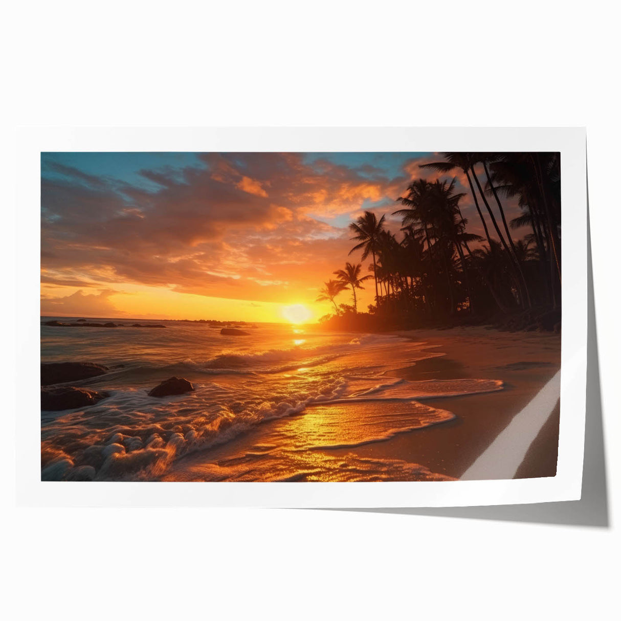 Extra large rolled print of a Caribbean Bahamas scenery in vibrant blue and green tones, ideal for art wall dining room.