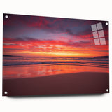 Large abstract acrylic glass art depicting vibrant Caribbean scenery, ideal for bedroom or dining room decor.