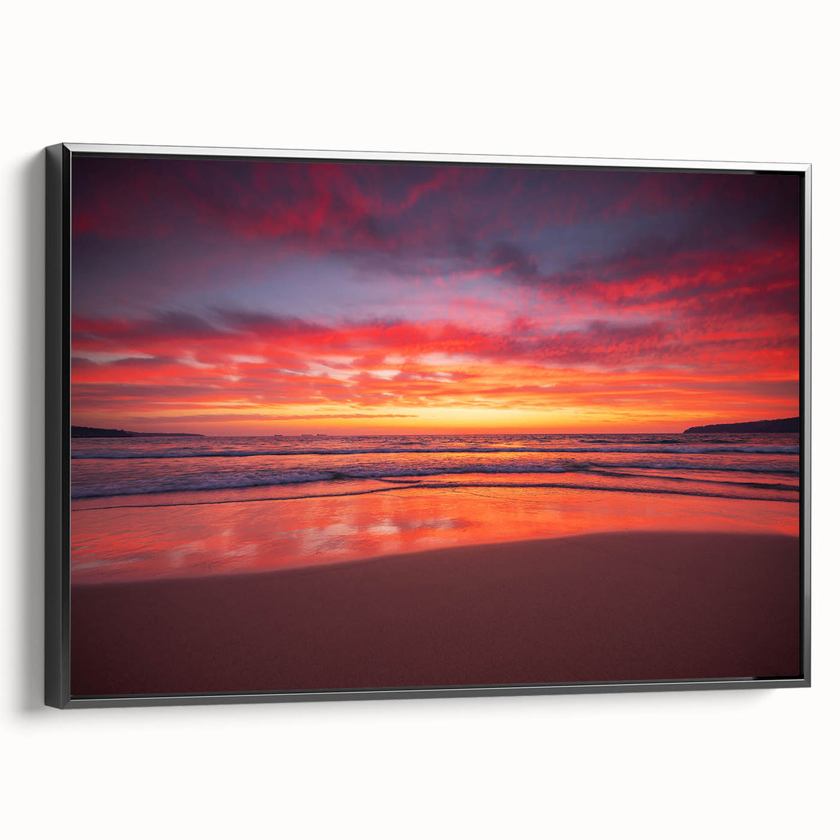 Black and white landscape art painting of a Caribbean scene on a framed canvas, ideal for bedroom wall decor.