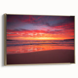 Vintage poster art featuring a scenic Caribbean view on a framed canvas, with a gold side view and vibrant colors.