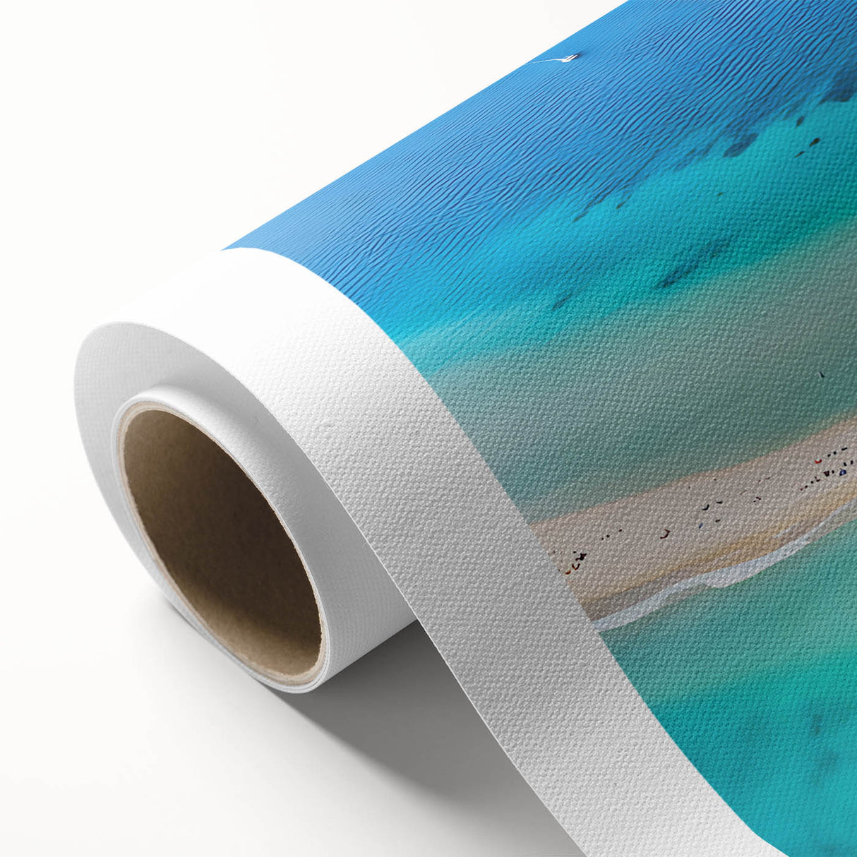 Art Deco style poster of a Caribbean scene in pastel colors, printed on rolled canvas, ideal for nursery wall art.