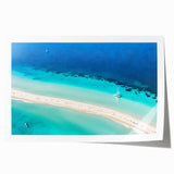 Extra large rolled print of a serene Caribbean scenery with lush greenery and blue waters, ideal for art wall dining room.