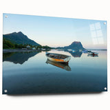 Acrylic print of a Caribbean seascape with vivid blue and turquoise hues, suitable for bedroom or dining room decor.