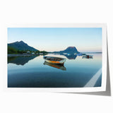 Rolled print of Caribbean Martinique scenery with vibrant ocean blues and lush greens, ideal for dining room wall art.