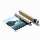 Extra large rolled print of a Caribbean Martinique scenery with vibrant floral elements, ideal for classy bathroom wall art.