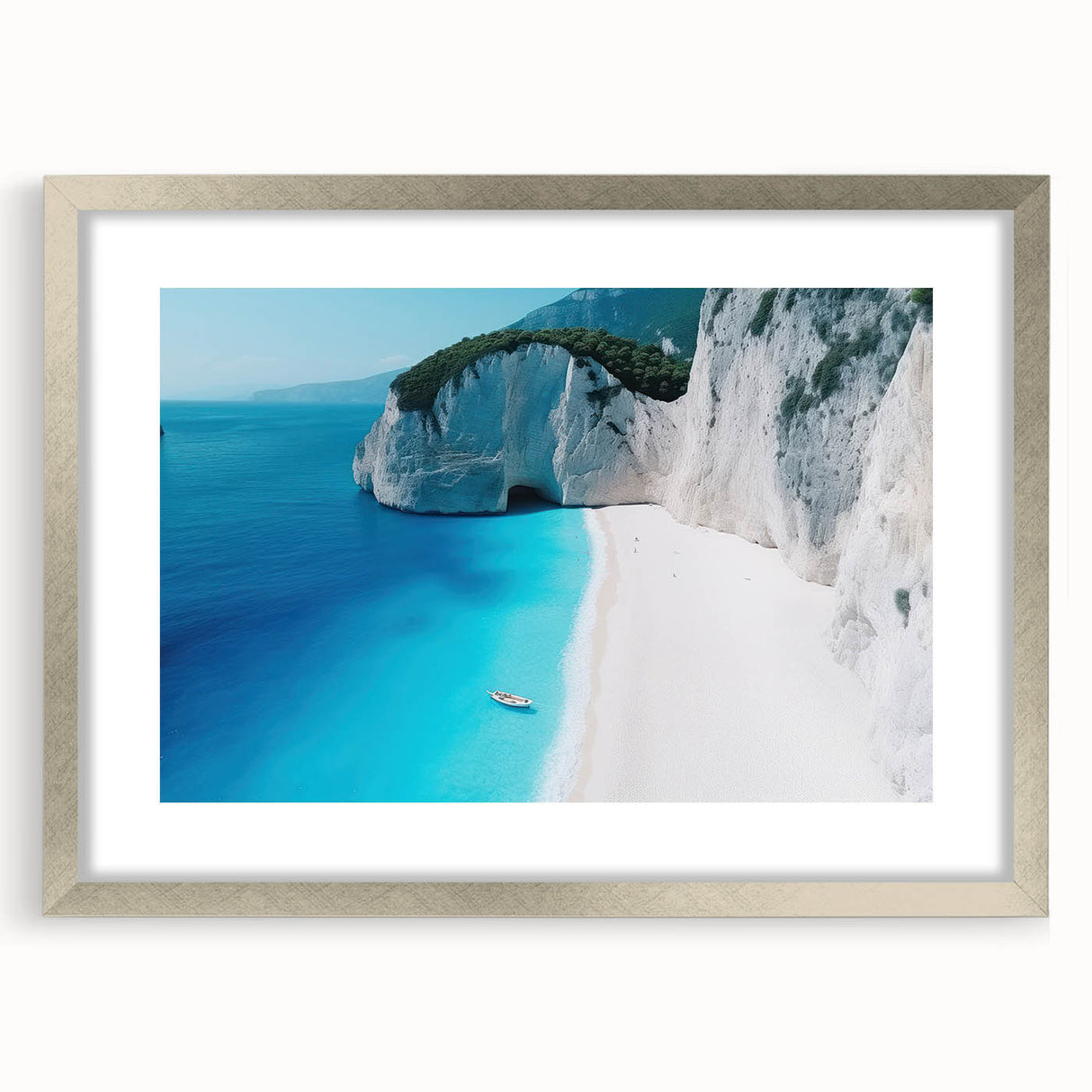 Extra large wall art featuring an abstract print of the Caribbean Virgin Islands in textured hues of blue and green.