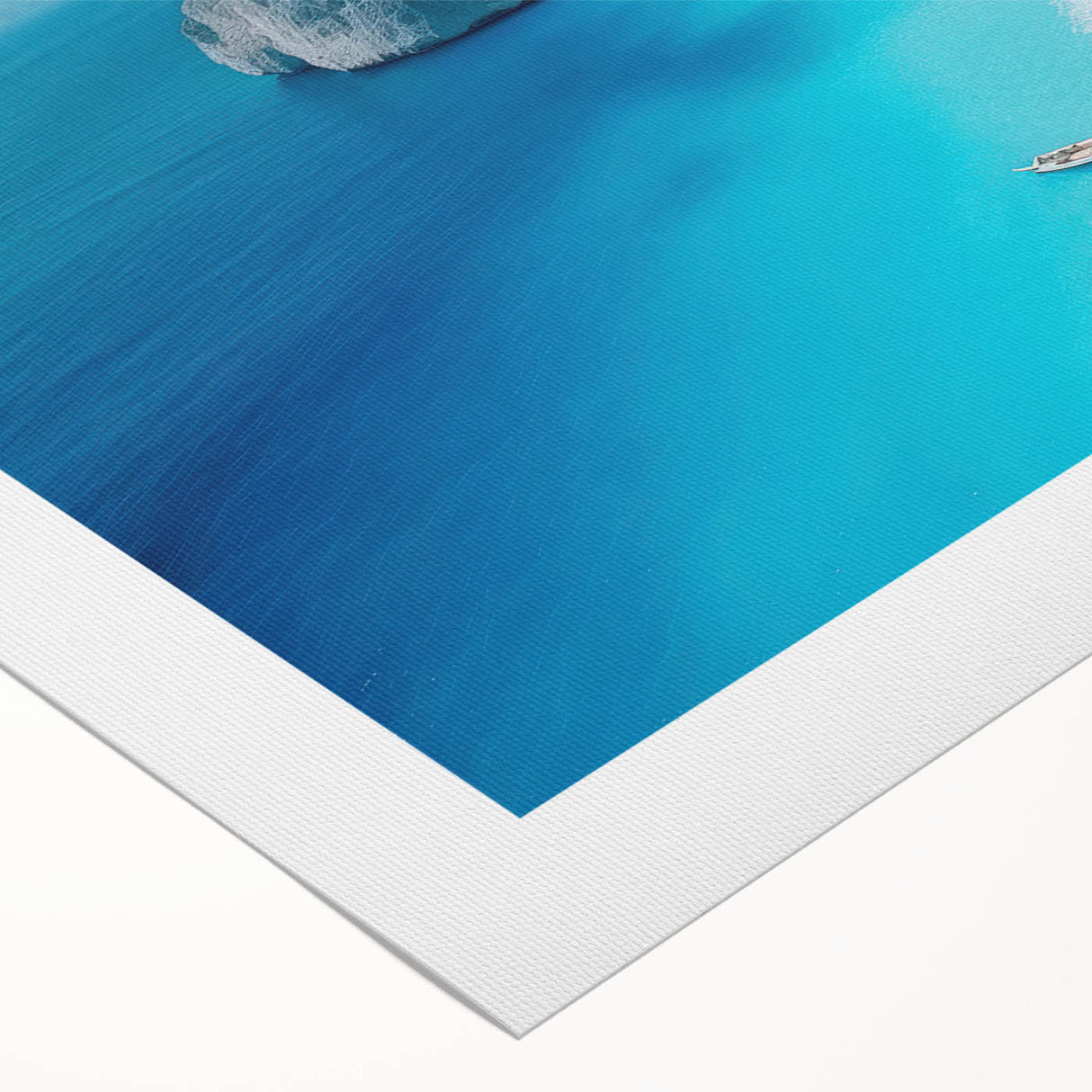 Art deco poster of Caribbean Virgin Islands on rolled canvas, featuring vibrant blue and green tones.