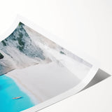 Extra large wall art featuring line art flowers over a Caribbean Virgin Islands scenery on a rolled print.