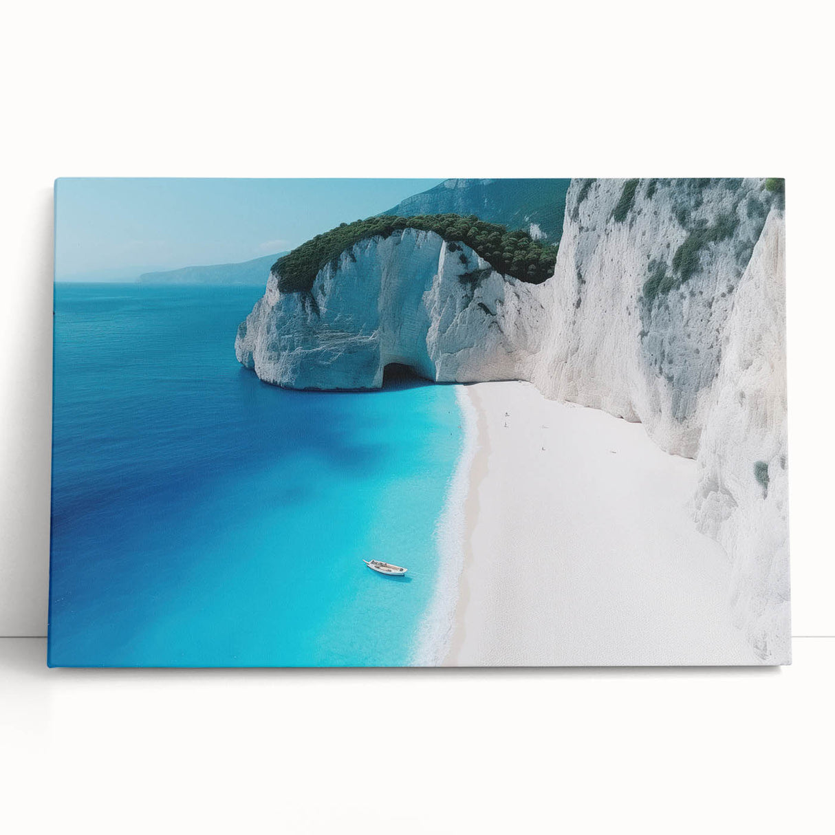 Black and white photograph of the Caribbean Virgin Islands on stretched canvas, ideal for kitchen wall art.