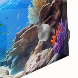 Large abstract wall art of Central America scenery in Belize, rendered in mid-century modernist style on acrylic glass.