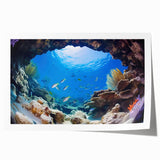 Extra large rolled print of a Central American scenery with vibrant floral designs.