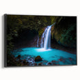 Black and white vintage poster art of a Costa Rican landscape on framed canvas, ideal for bedroom wall decor.