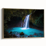 Framed canvas featuring a vintage-style landscape painting of a Costa Rican scenery, with muted earth tones.