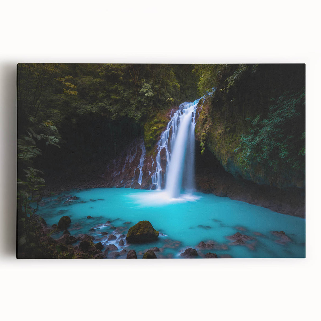 Black and white photograph of a Costa Rican landscape on large stretched canvas, ideal for kitchen wall art.