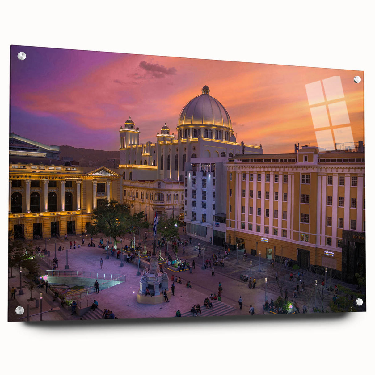 Large abstract wall art depicting a Central American scenery in vibrant colors, acrylic print.