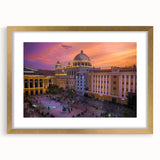 Extra large abstract art print of El Salvador scenery in gold frame, featuring textured design with vibrant colors.
