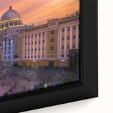 Framed canvas featuring a vintage-style landscape painting of El Salvador, with muted earth tones.