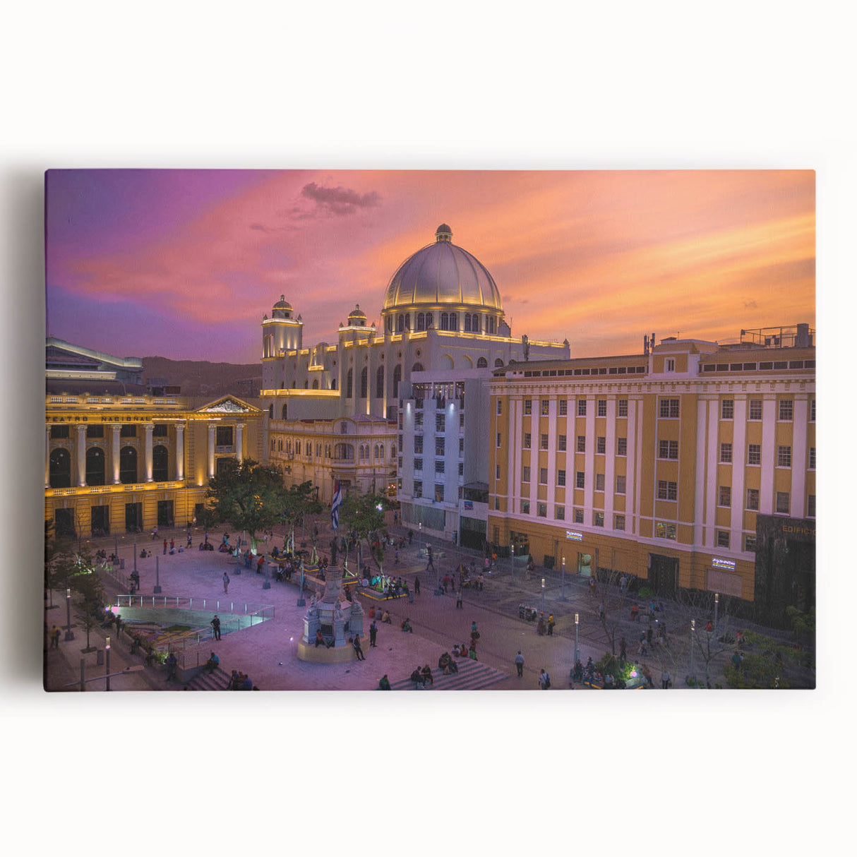 Black and white stretched canvas of El Salvador scenery, suited for kitchen wall art.