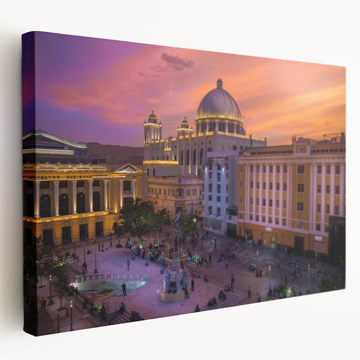 Large art of a black and white Salvadoran landscape on stretched canvas, ideal for bedroom wall decor.