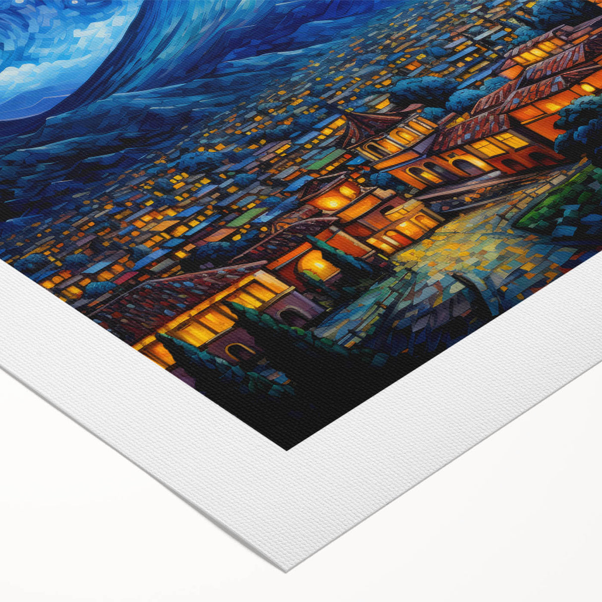 Art deco poster featuring a vibrant street scene in Guatemala on rolled canvas, ideal for dining room wall art.