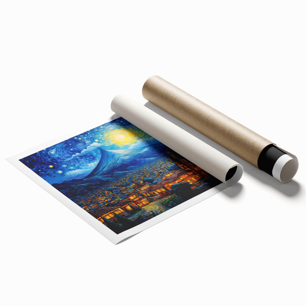 Extra large rolled print of a Central American landscape with vibrant floral elements.