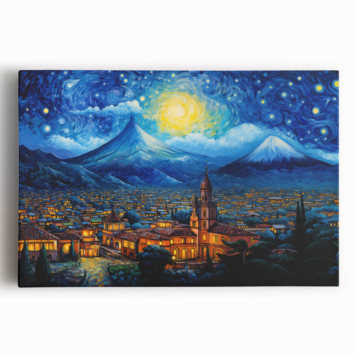 Black and white photo of a Guatemalan landscape on large stretched canvas, suitable for kitchen wall art.
