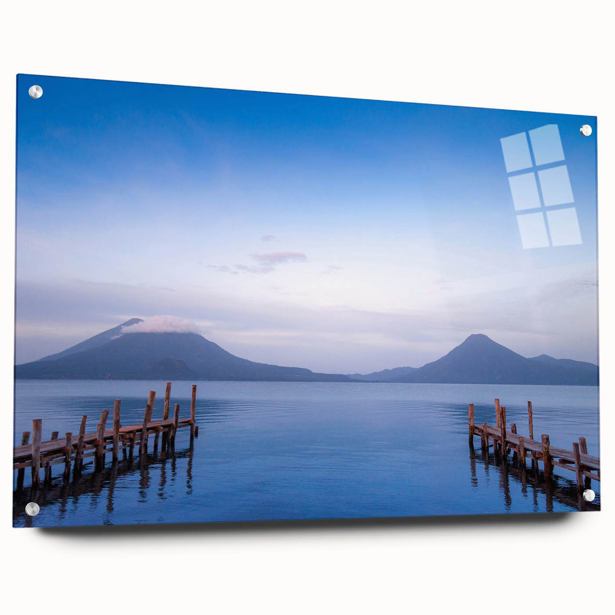 Large abstract wall art depicting Central American scenery in vibrant colors on acrylic glass.