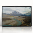 Large abstract wall art depicting a European Albanian scenery in muted earth tones on a framed acrylic.