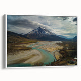 Vintage poster art of a scenic European landscape in Albania, depicted in colorful hues on an extra-large framed canvas.