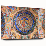 Large abstract wall art depicting a Bulgarian landscape in muted earth tones on acrylic glass.