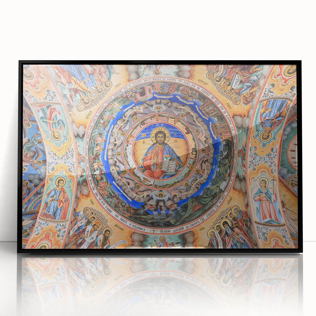 Large abstract wall art featuring a Bulgarian landscape in muted earth tones on a framed acrylic.