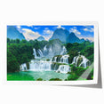 Rolled print of a Croatian landscape featuring vibrant green and blue tones, ideal for art wall dining room.
