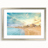 Extra large abstract art print of a European Cyprus landscape in muted earth tones on a textured canvas.