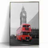 Large art print of the London skyline in muted silver and gray tones on a framed acrylic, ideal for modern art wall decor.