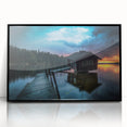Large abstract wall art featuring a minimalist black and white Finnish landscape, printed on framed acrylic.