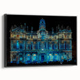 Black and white framed canvas of vintage Lyon landscape, ideal for bedroom wall art.