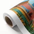 Art Deco poster of Nice, France scenery in pastel colors on rolled canvas, ideal for nursery wall art.
