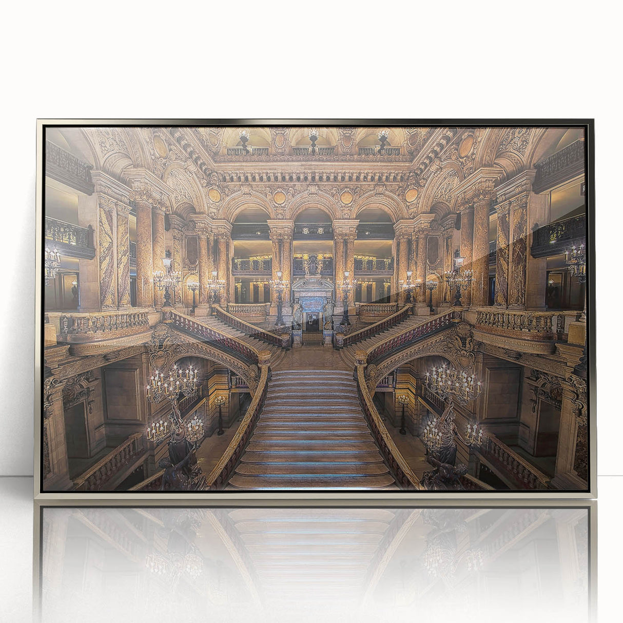 Large acrylic print of a Paris skyline in muted gray, ideal for modern art wall decor.
