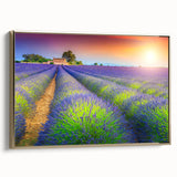 Framed canvas depicting a vintage-style Provence landscape in muted gold and black tones, ideal for bedroom wall art.