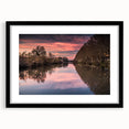 Extra large abstract art print featuring a colorful, textured scenery of Southern France, in a black frame with mat.
