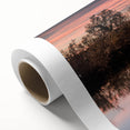 Art deco poster of a serene French landscape in soft pastel shades on rolled canvas, ideal for nursery wall art.