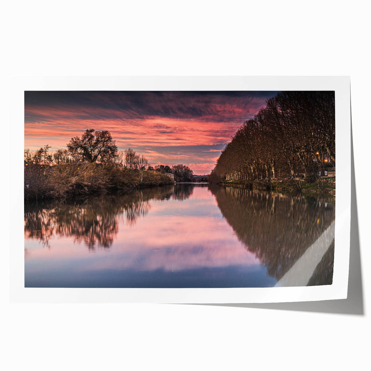 Rolled print of a scenic South France landscape with vibrant green and blue tones, ideal for art wall dining room decor.
